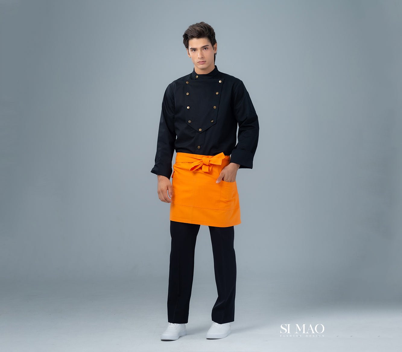 黑橘撞色廚師服