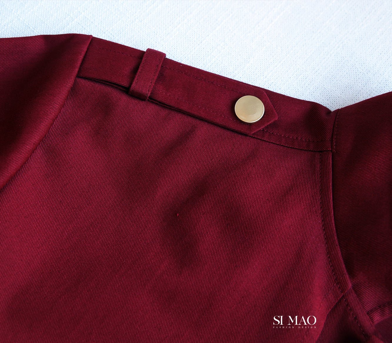 紅色單排五釦廚師服