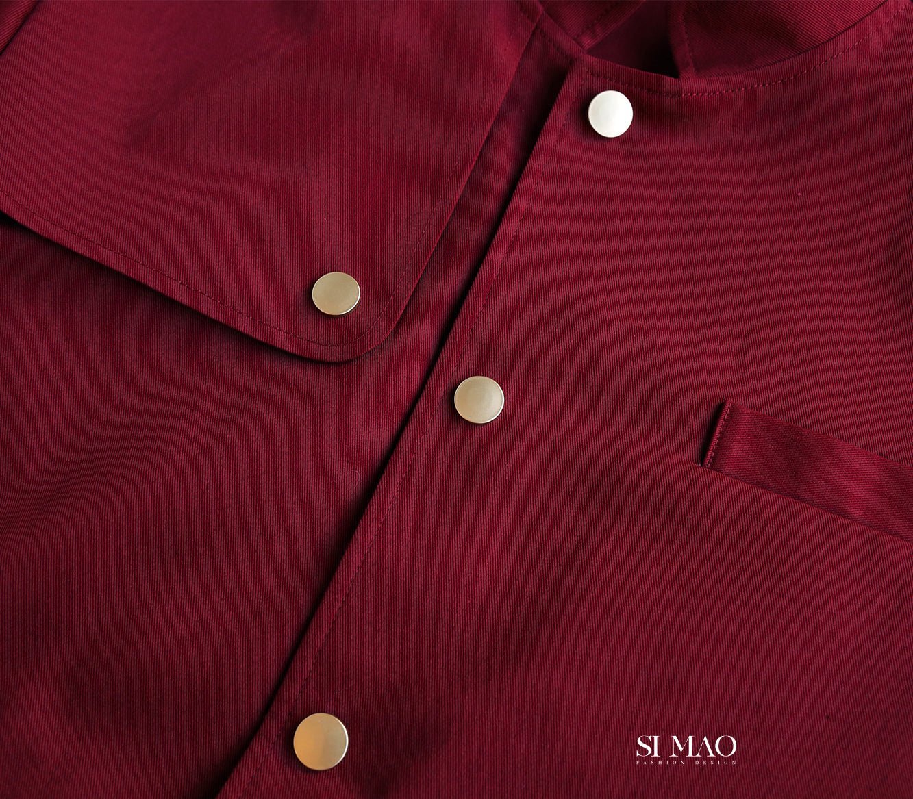 紅色單排五釦廚師服