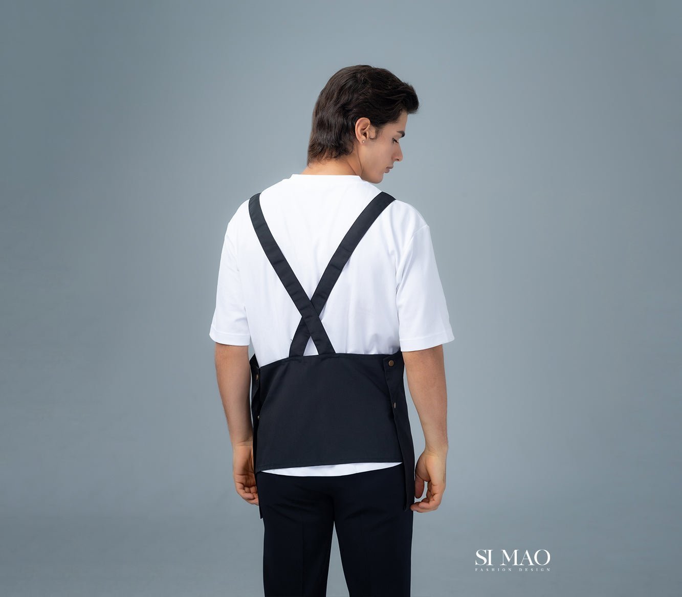 雅痞黑圓弧圍裙外場服
