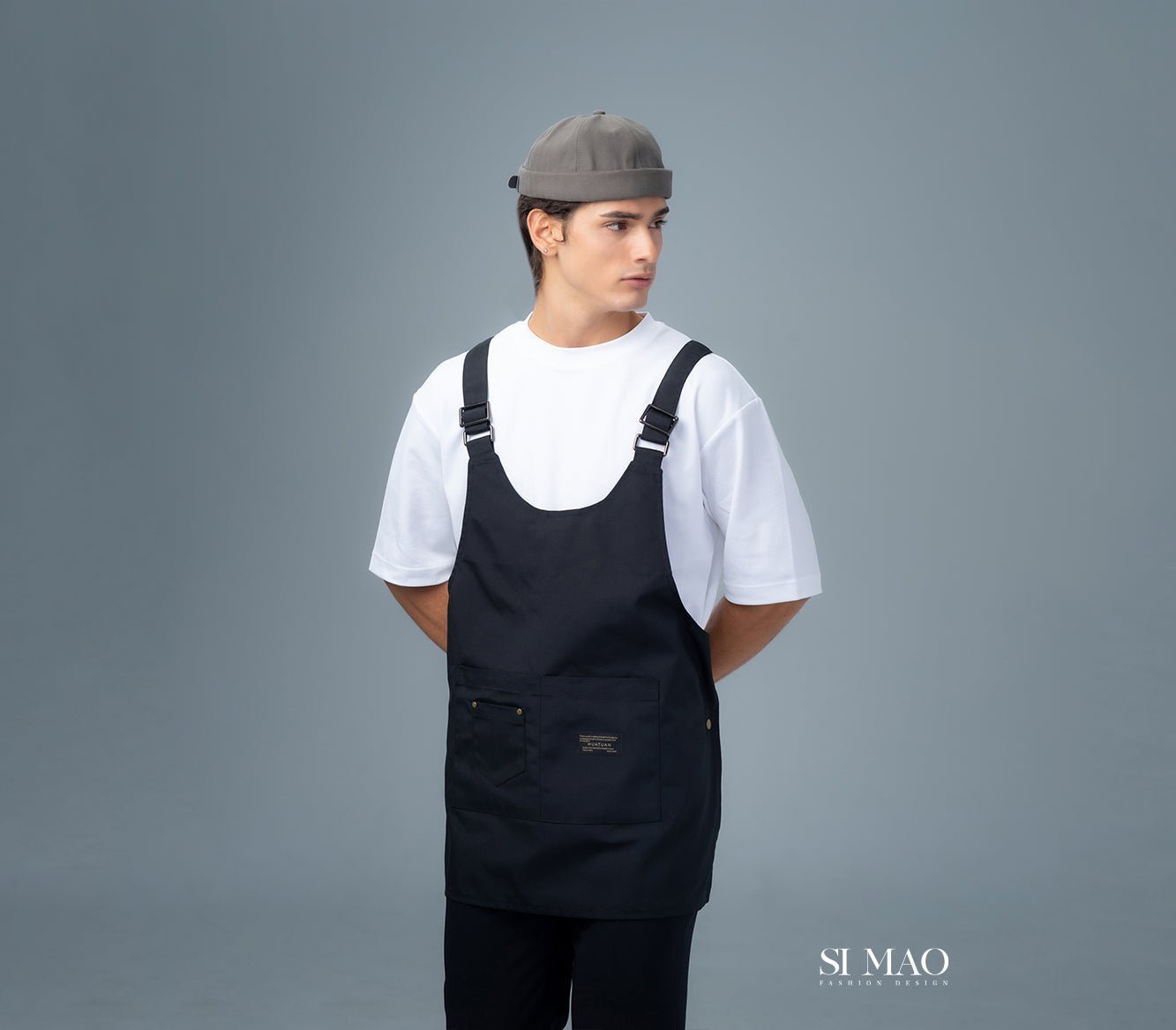 雅痞黑圓弧圍裙外場服