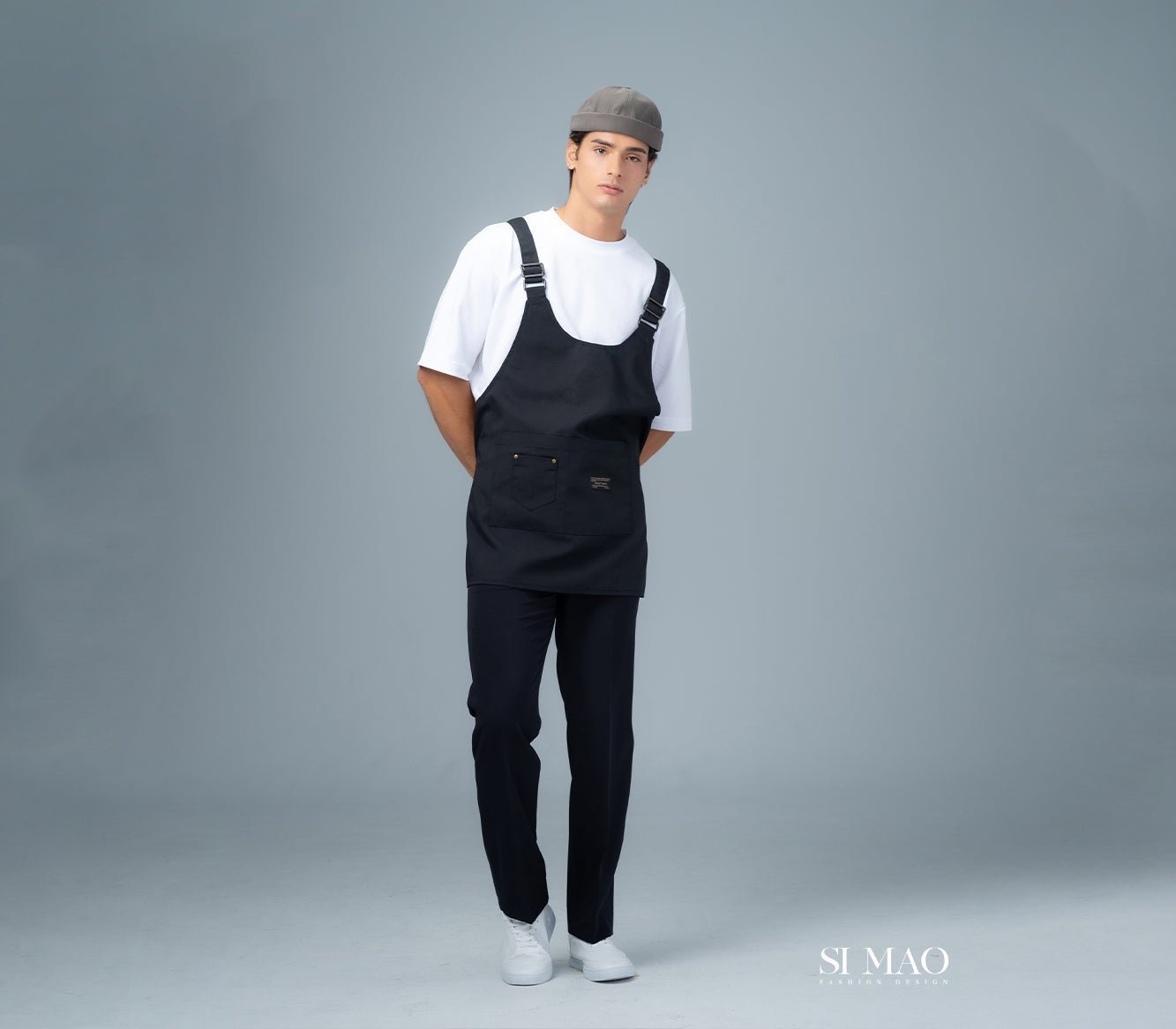 雅痞黑圓弧圍裙外場服