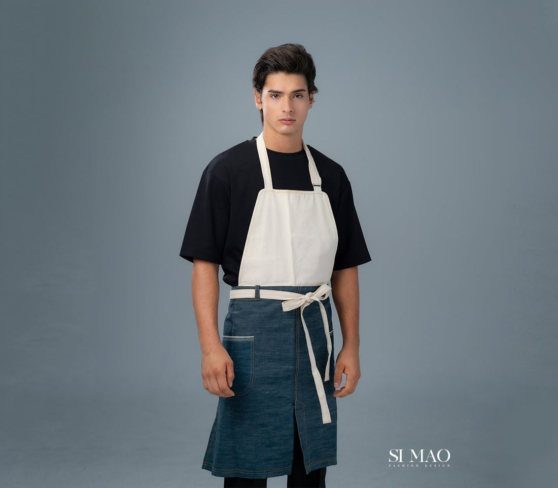 黑白藍拼色外場服