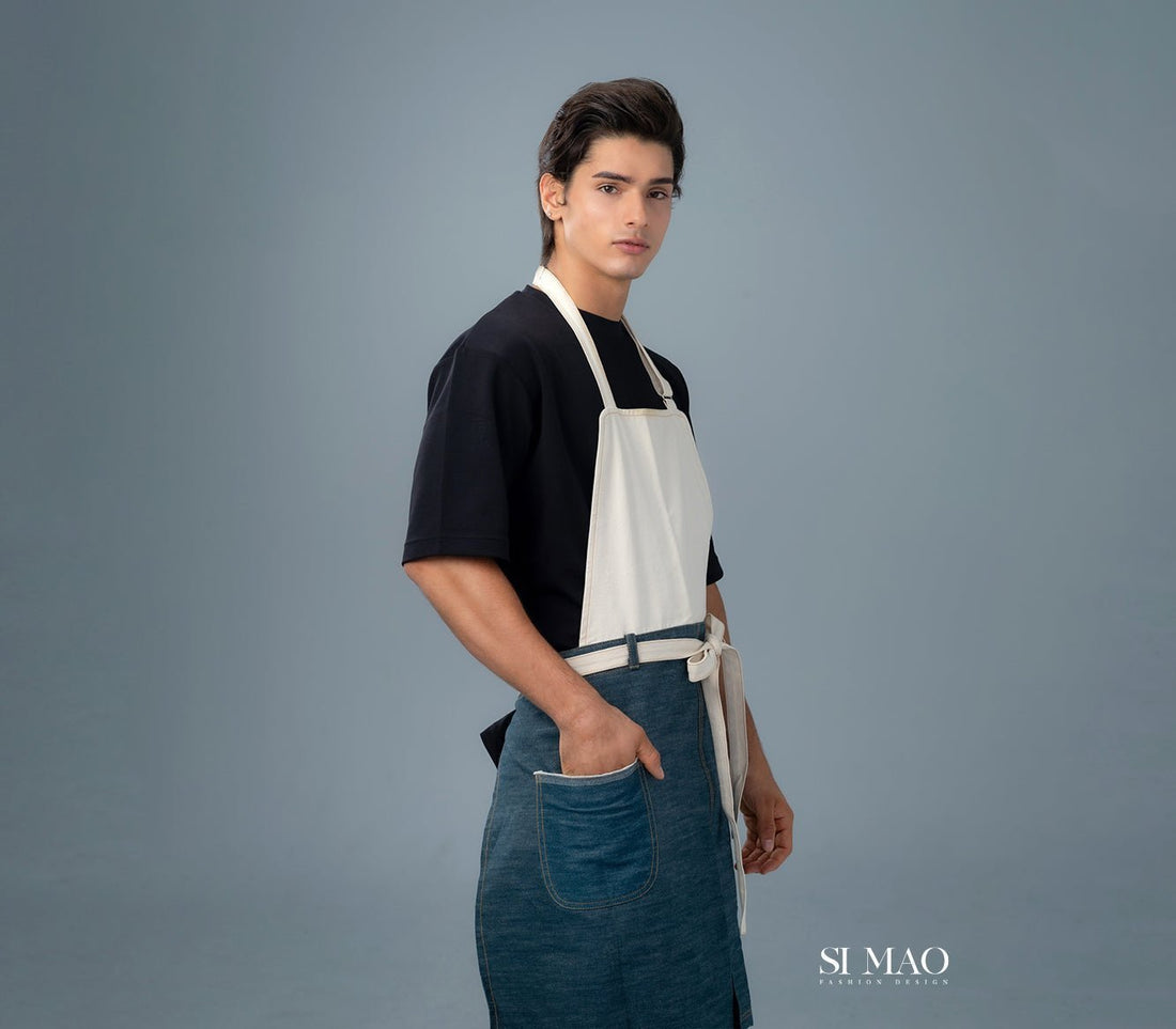 黑白藍拼色外場服