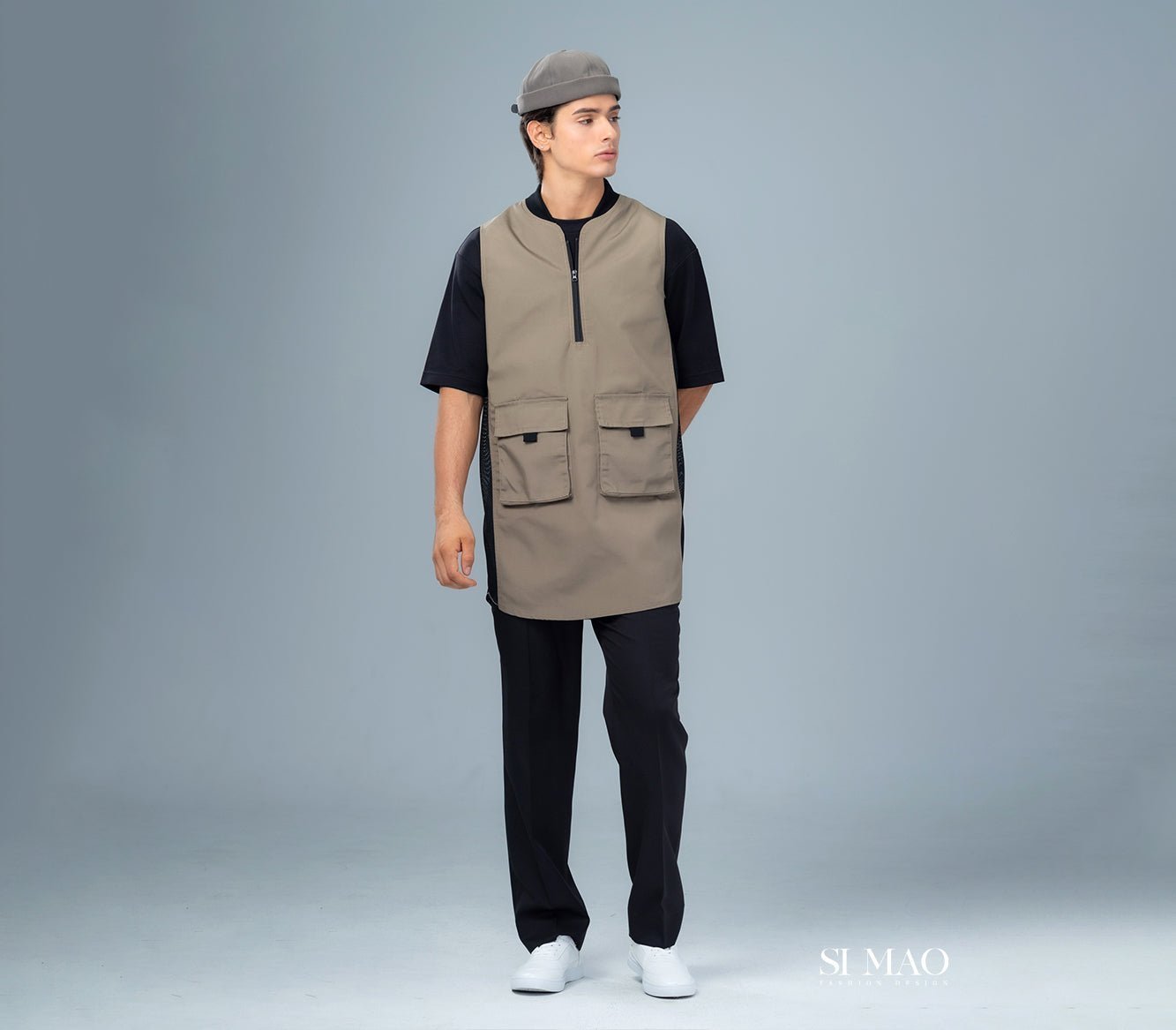 褐色雙口袋外場服