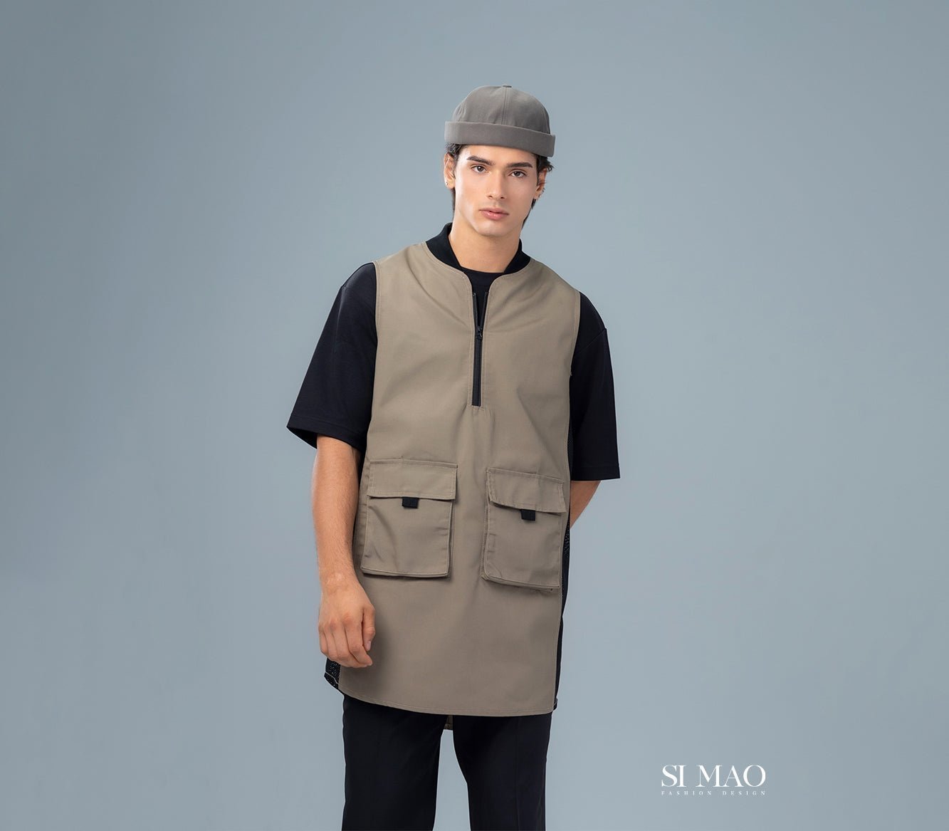 褐色雙口袋外場服