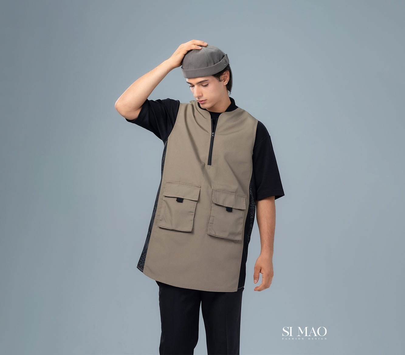 褐色雙口袋外場服