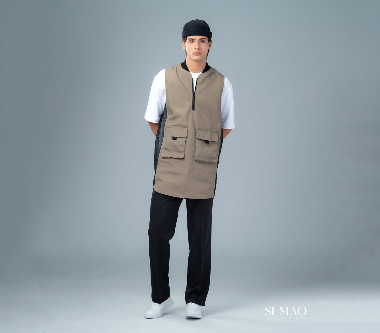 褐色雙口袋外場服