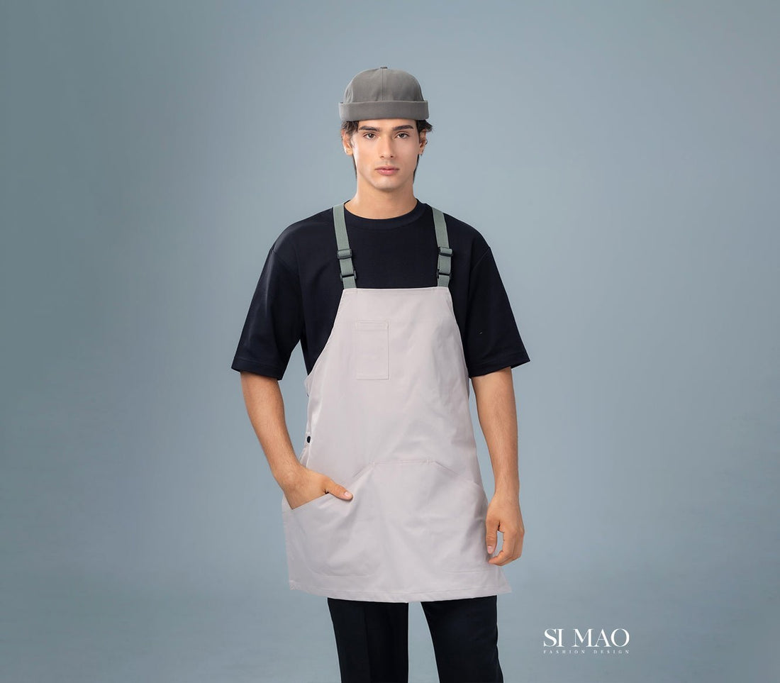 黑T淺灰圍裙外場服