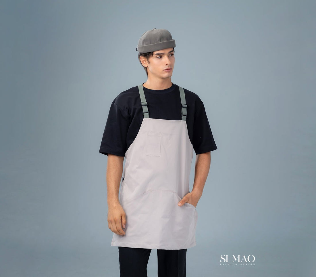 黑T淺灰圍裙外場服