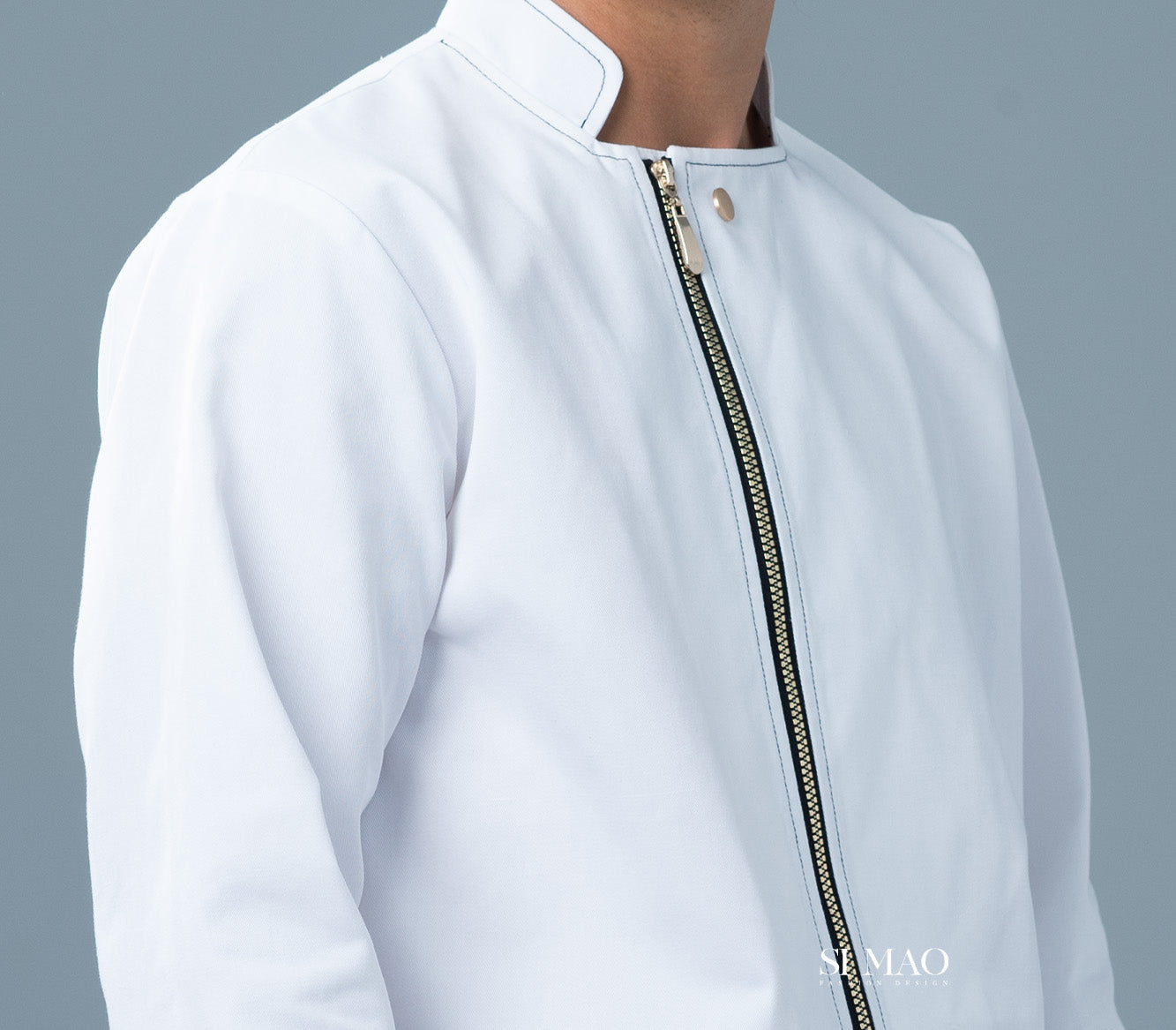 經典黑白斜拉鍊廚師服