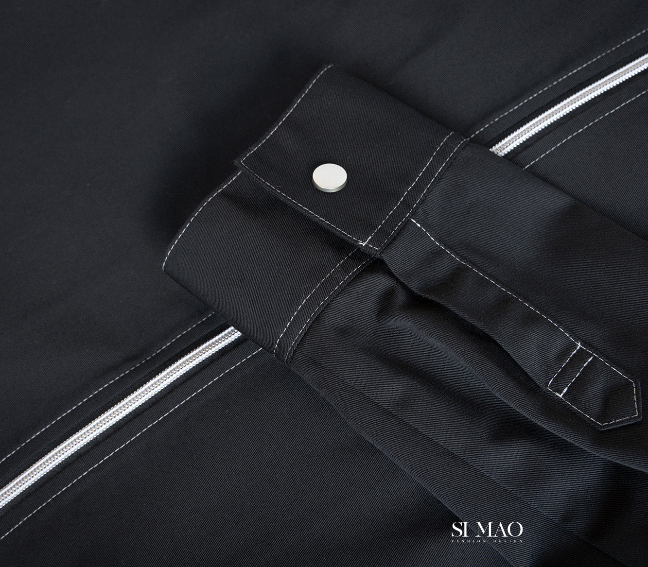 沉穩全黑拉鍊廚師服