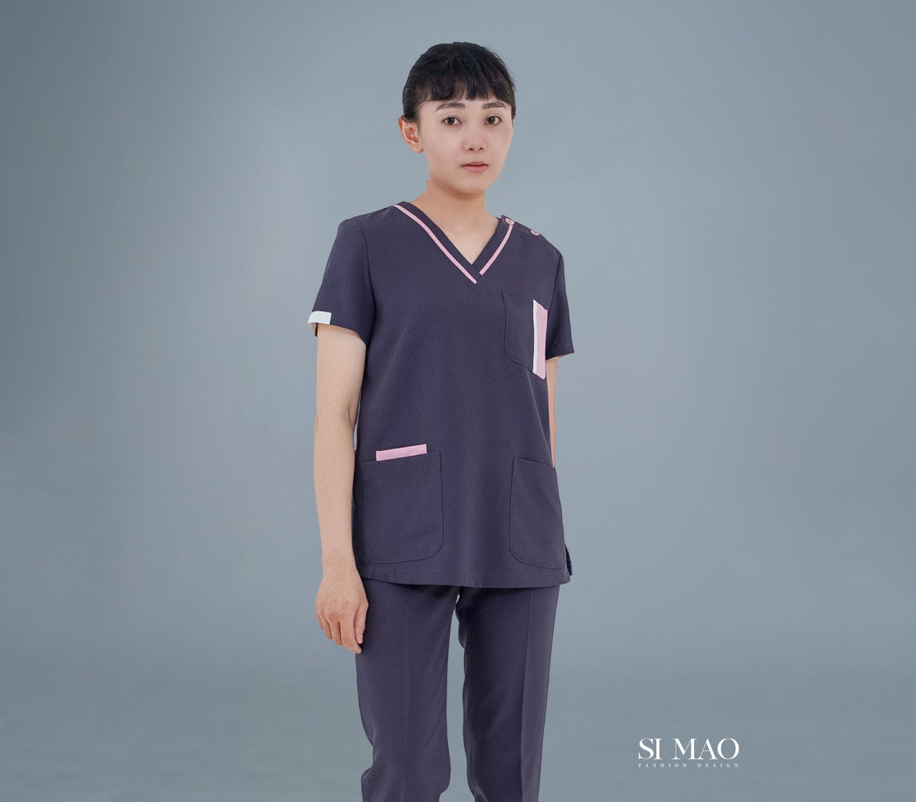 紫粉幾何刷手服