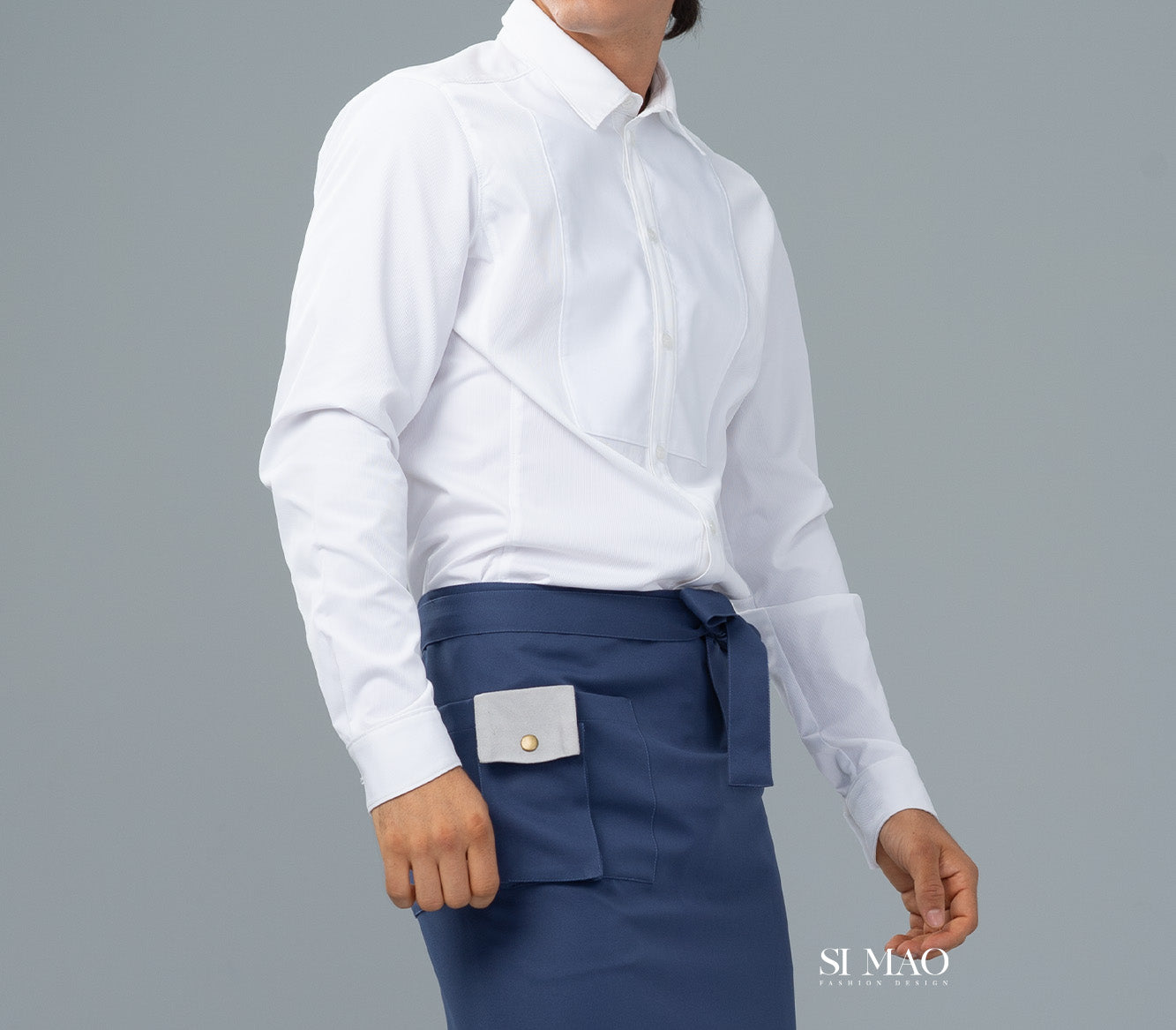 白衫深藍圍裙成套外場服