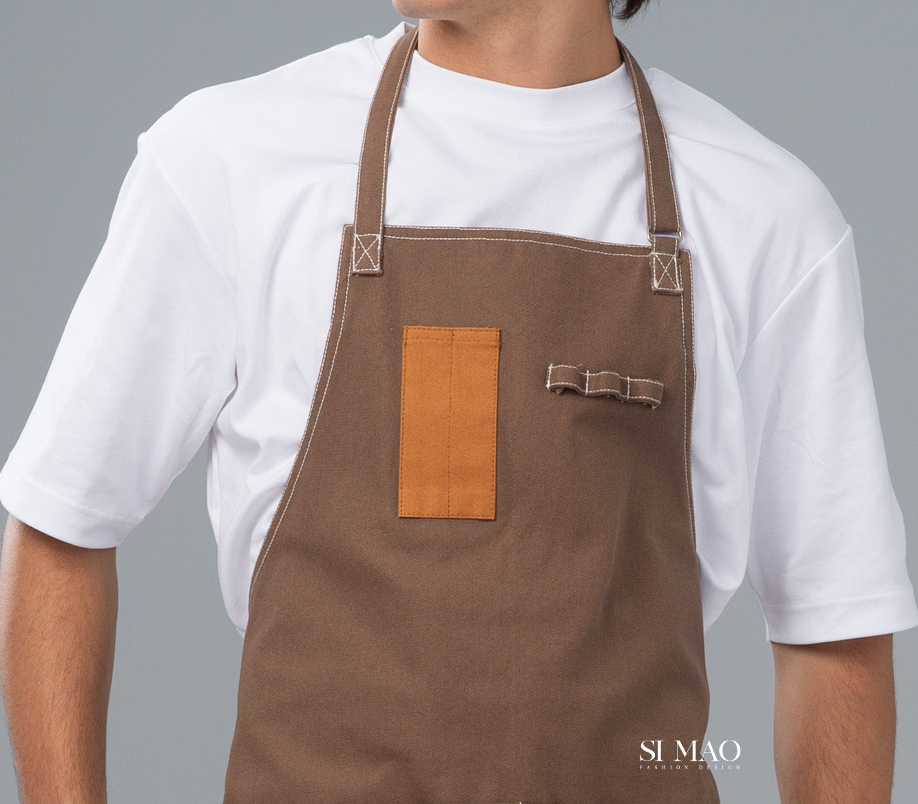棕色壓線圍裙外場服