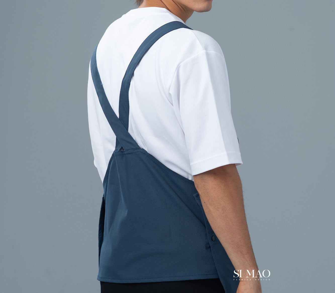 霧藍色吊帶圍裙外場服