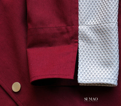 紅色單排五釦廚師服