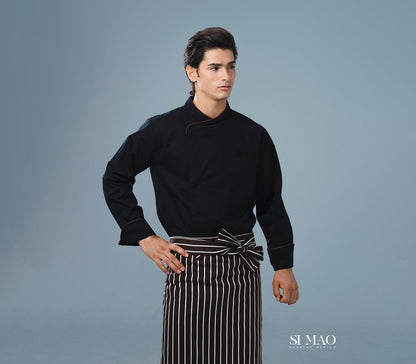 黑衫直條圍裙廚師服