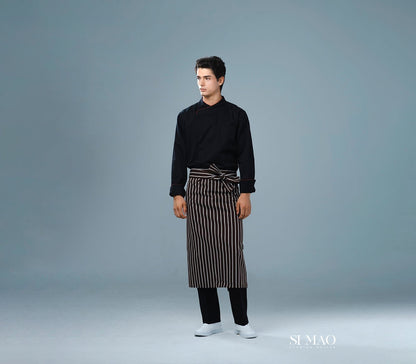 黑衫直條圍裙廚師服