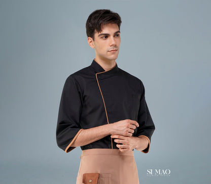 黑棕撞色廚師服