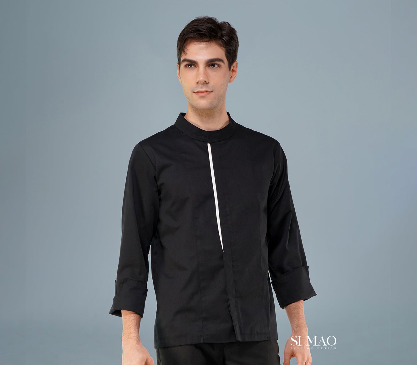 黑白直紋圍裙廚師服