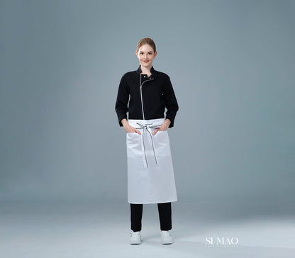 沉穩全黑拉鍊廚師服
