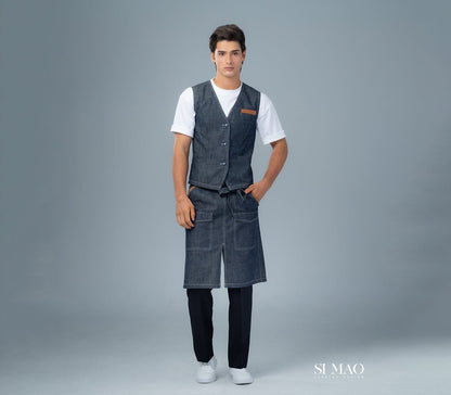 丹寧V領背心外場服