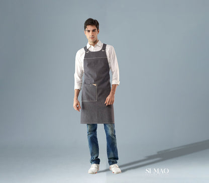 白衫鈦灰色圍裙外場服
