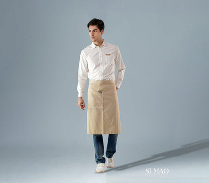 白衫杏色圍裙外場服