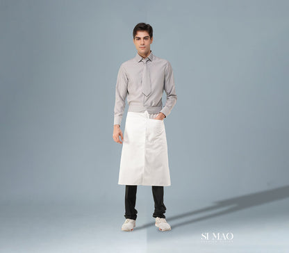灰直線條白圍裙外場服