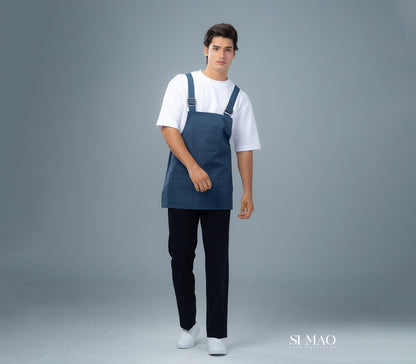 白T藍吊帶圍裙外場服