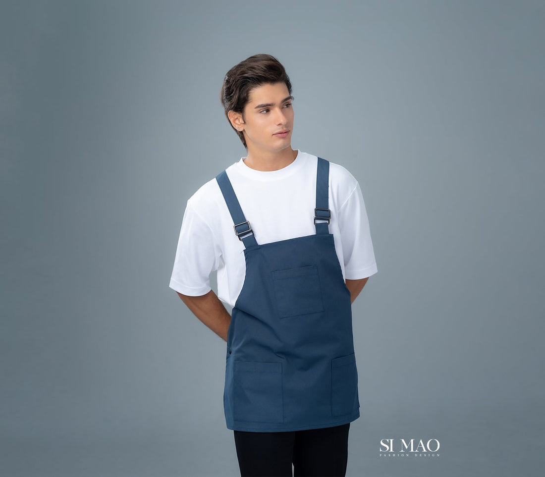 白T藍吊帶圍裙外場服