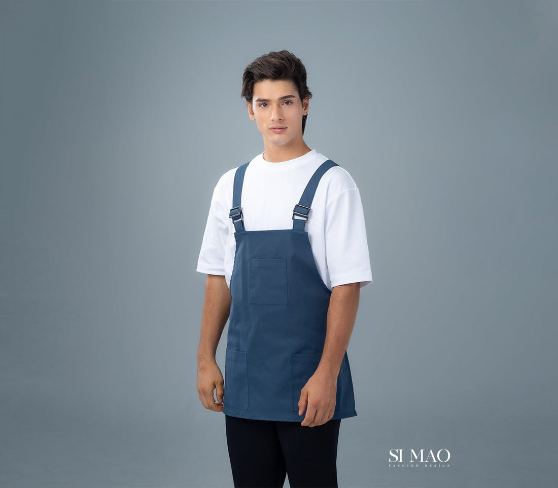 白T藍吊帶圍裙外場服