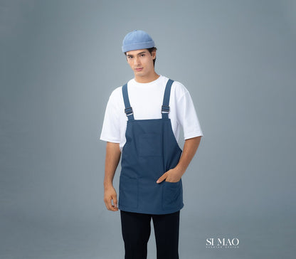 白T藍吊帶圍裙外場服