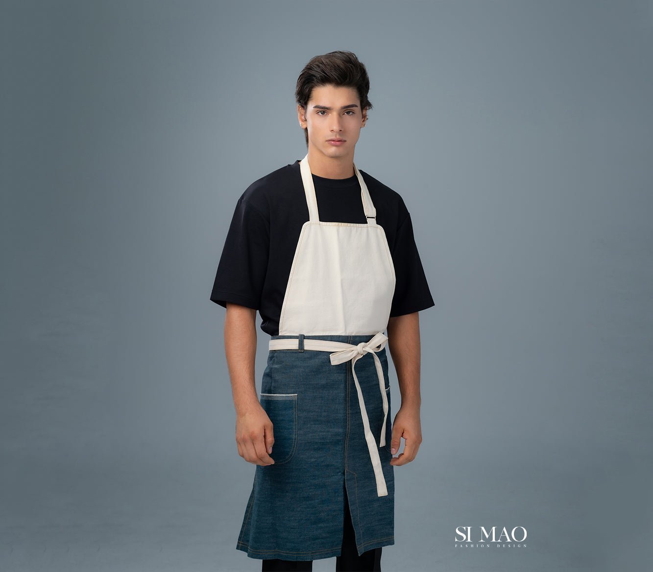 黑白藍拼色外場服