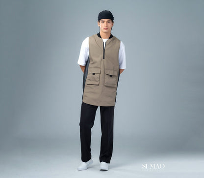 褐色雙口袋外場服