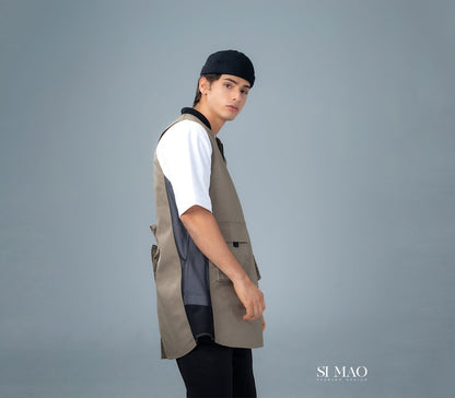褐色雙口袋外場服