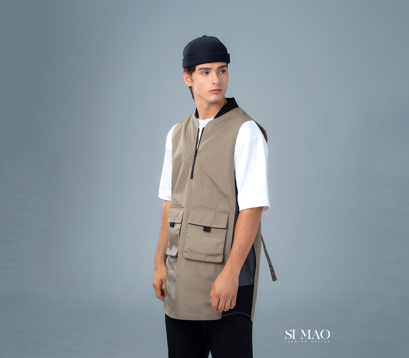 褐色雙口袋外場服