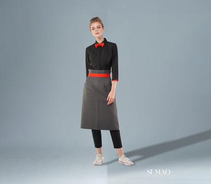 橘紅點綴高腰裙外場服