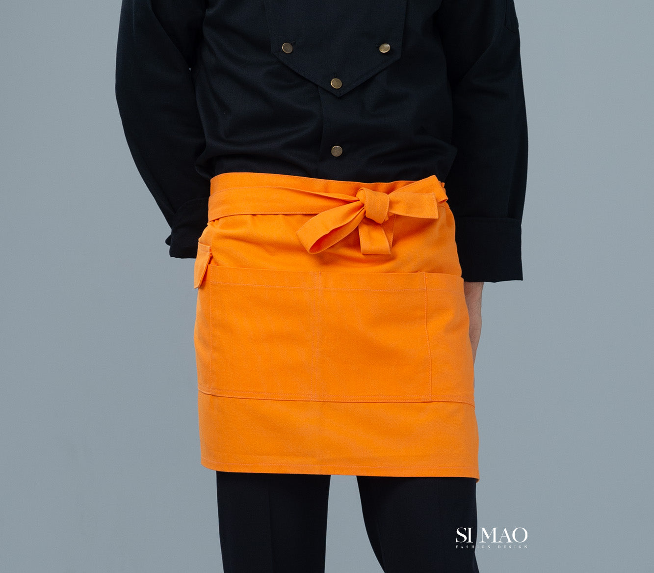 黑橘撞色成套廚師服
