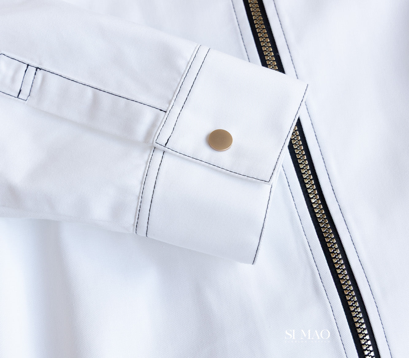 經典黑白斜拉鍊廚師服