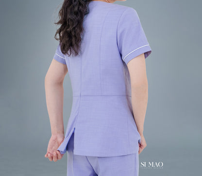 粉藍Ｖ領刷手服