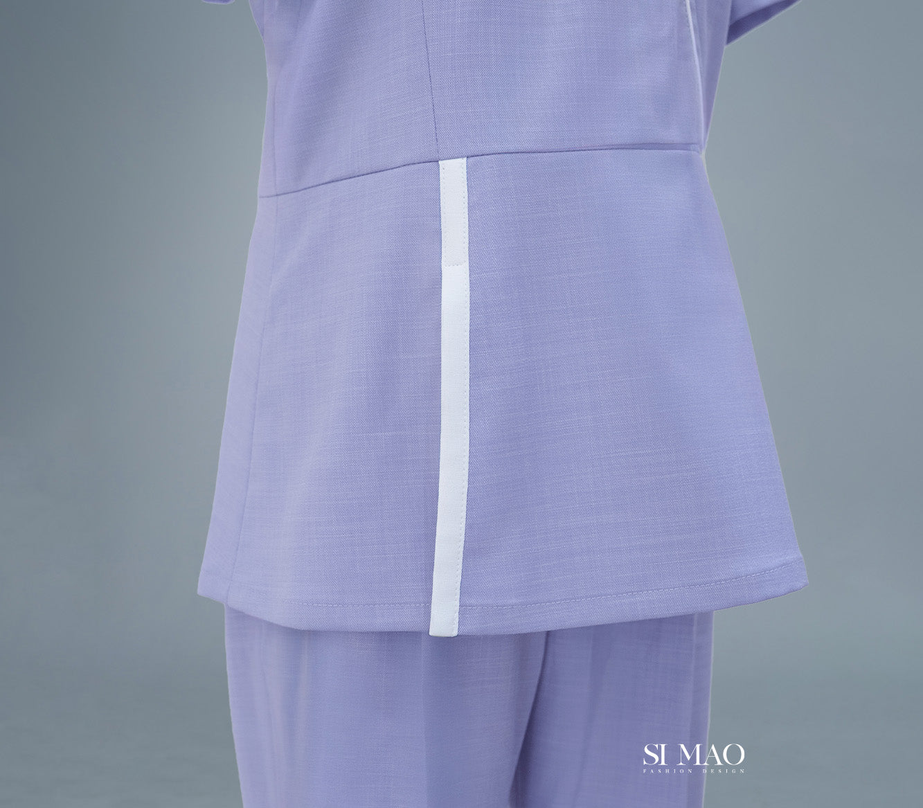 粉藍Ｖ領刷手服