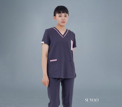 紫粉幾何刷手服