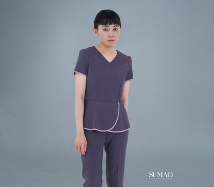 紫藍粉邊刷手服