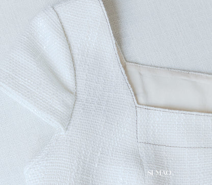 方領奢雅珍珠白套裝