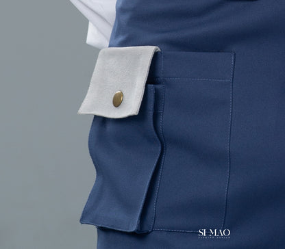 白衫深藍圍裙成套外場服