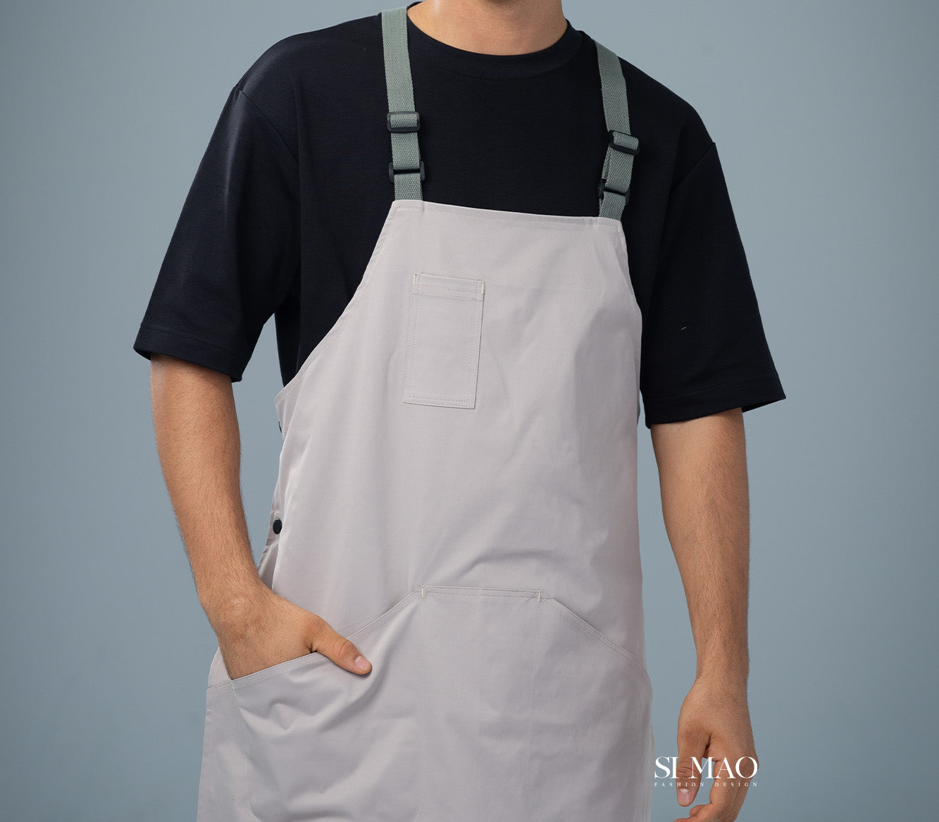 奶灰色吊帶圍裙外場服