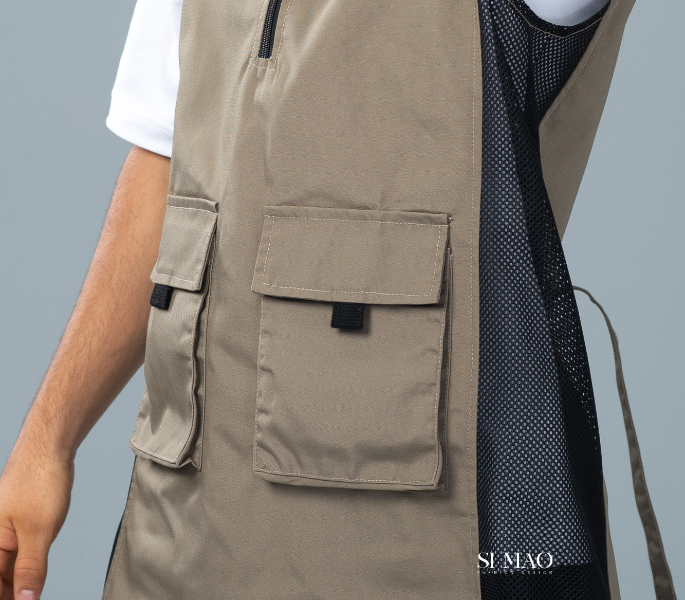褐色工裝風雙口袋外場服